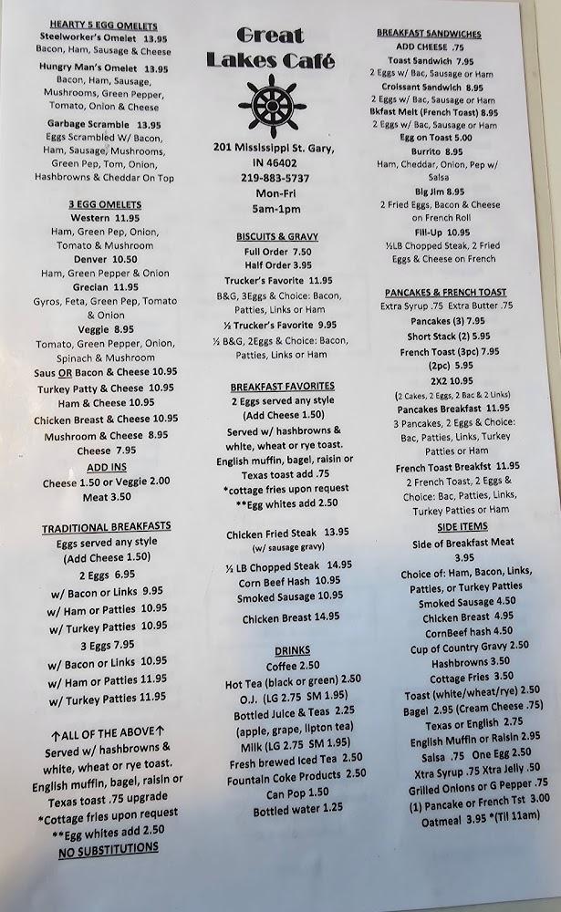 Great Lakes Cafe Menu image 1